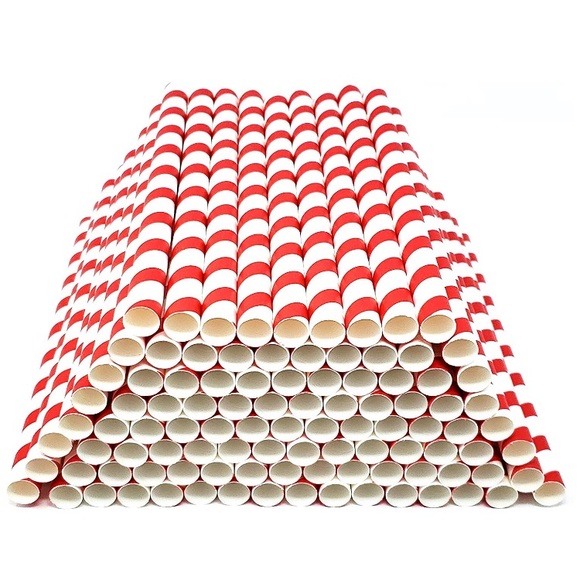 100 BOBA TEA Red&White Biodegradable Paper Straws - Picture 3 of 6